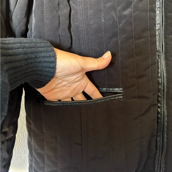 Braetan Black Quilted Women's Puffer Jacket with leather accents - Picture 4 of 11